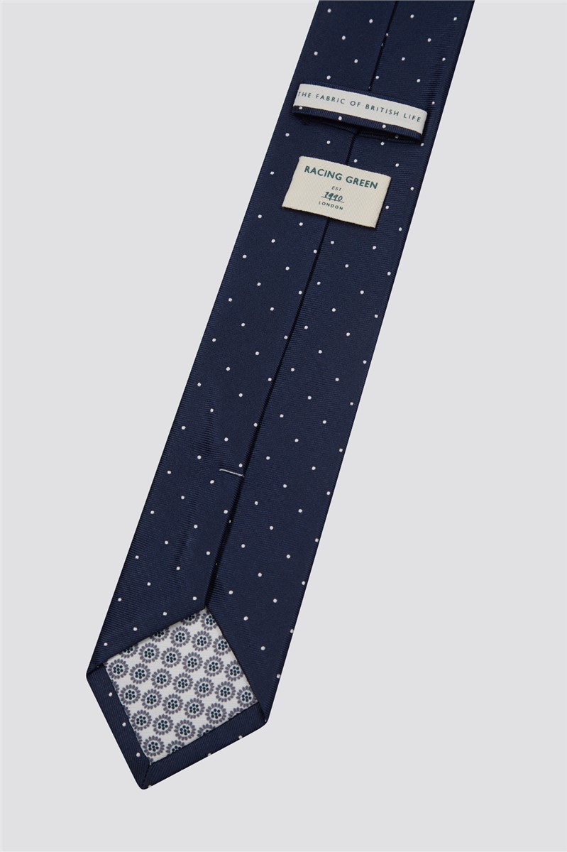  Silk Navy Spotted Tie