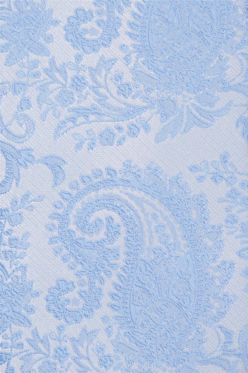  Light Blue Paisley Tie & Handkerchief