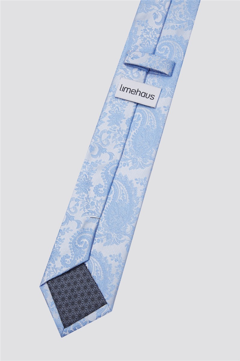  Light Blue Paisley Tie & Handkerchief