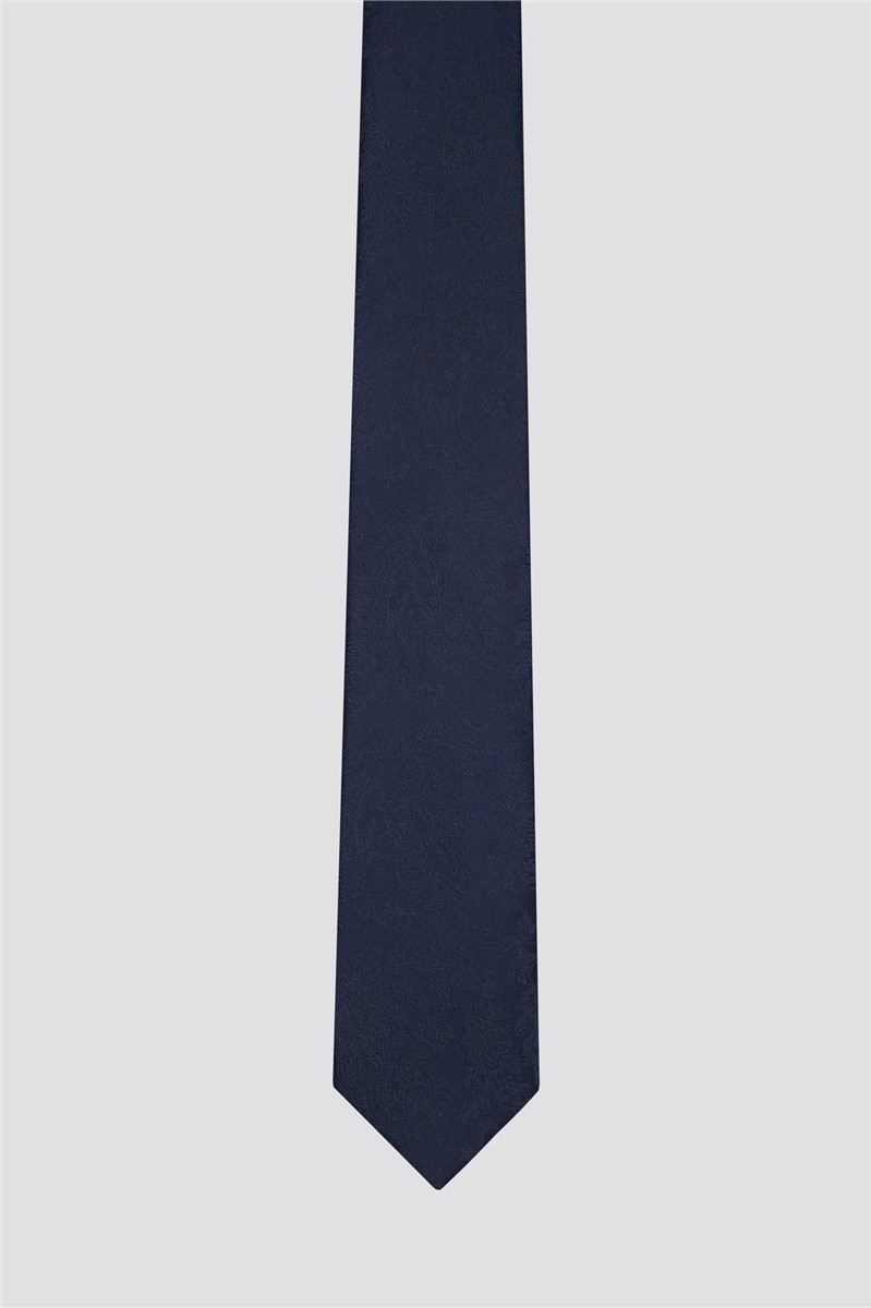 Limehaus Navy Paisley Tie & Handkerchief Set | Suit Direct