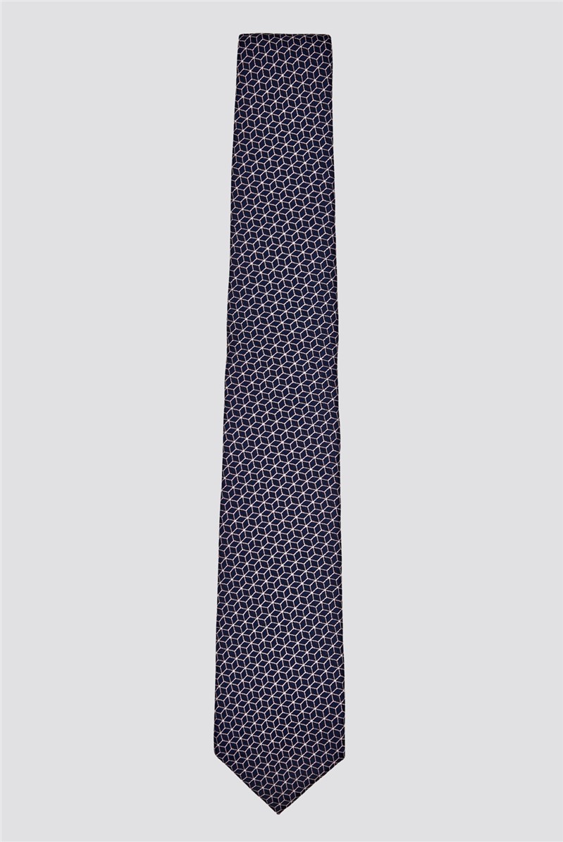 Blue And Pink Geometric Tie