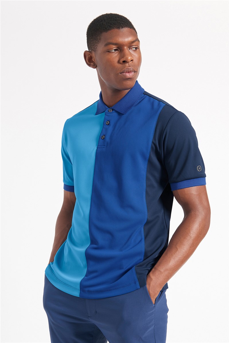 Ben Sherman Short Sleeve 360 Navy Color Blocked Motion Polo