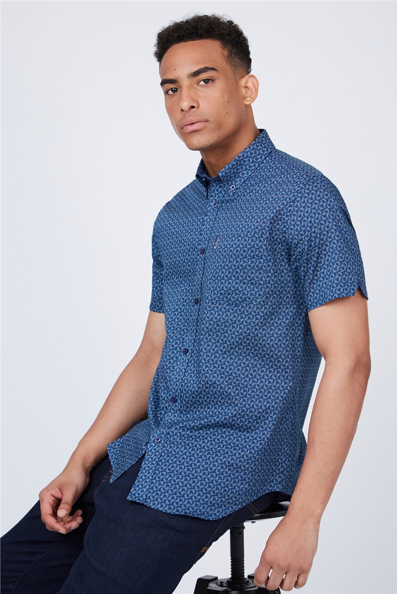  Short Sleeve Stipple Print Shirt