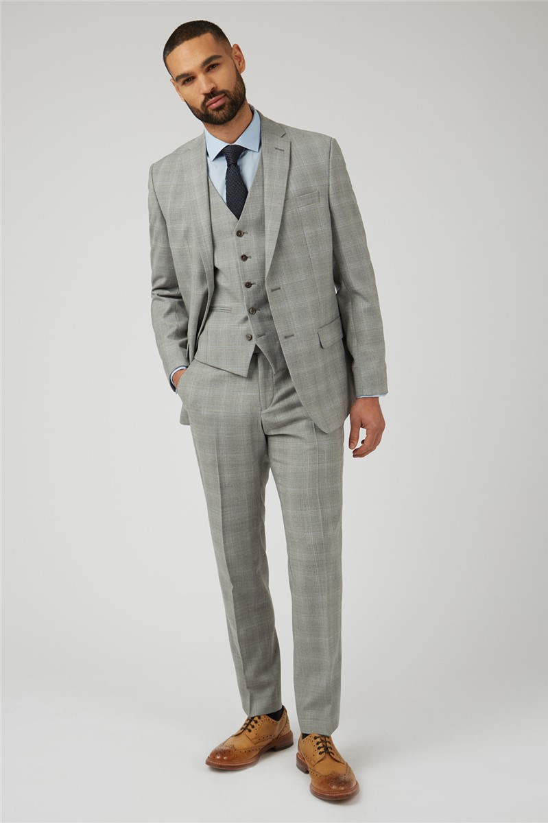  Grey With Peach Check Waistcoat