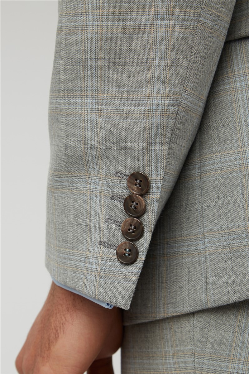  Grey With Peach Check Waistcoat