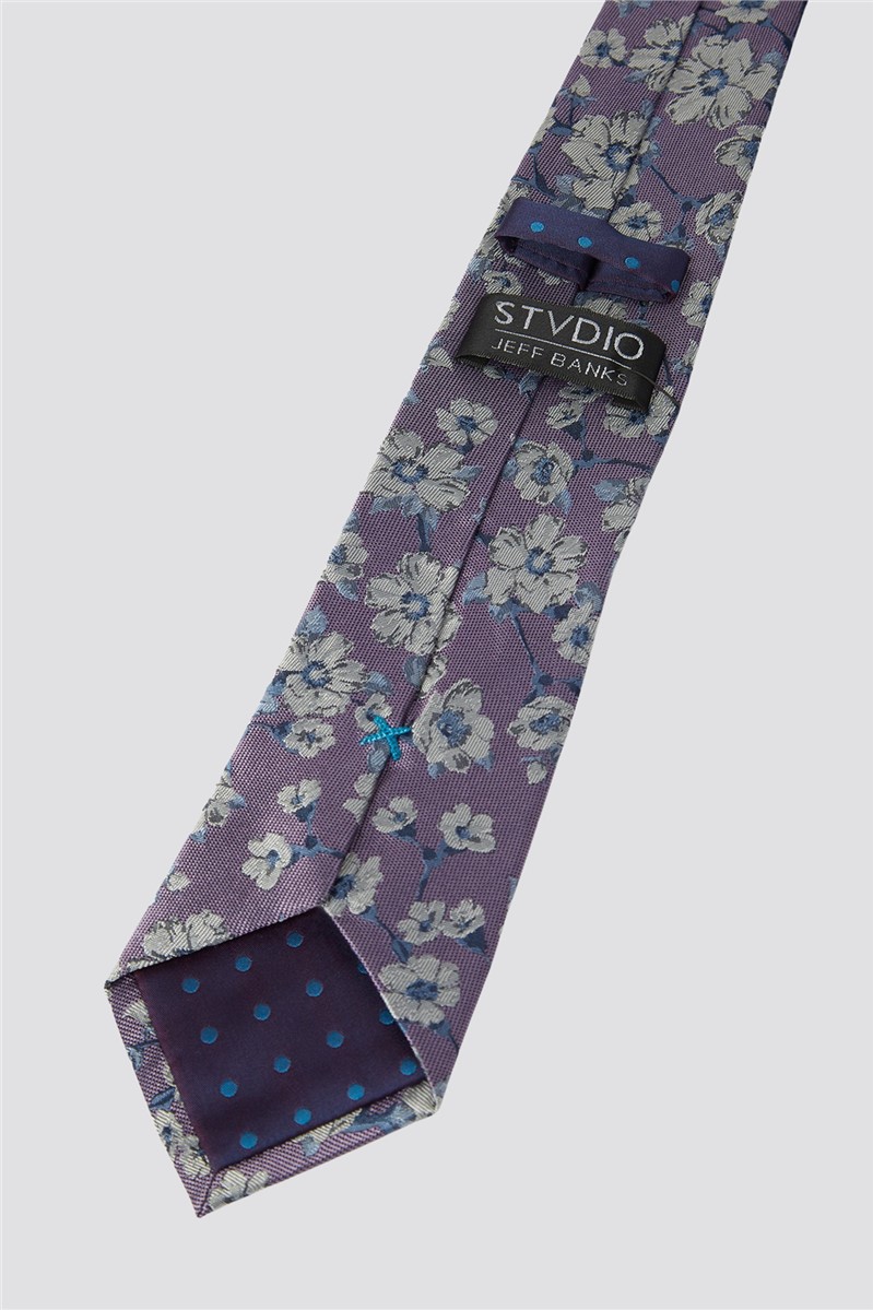 Studio Purple Floral Printed Tie