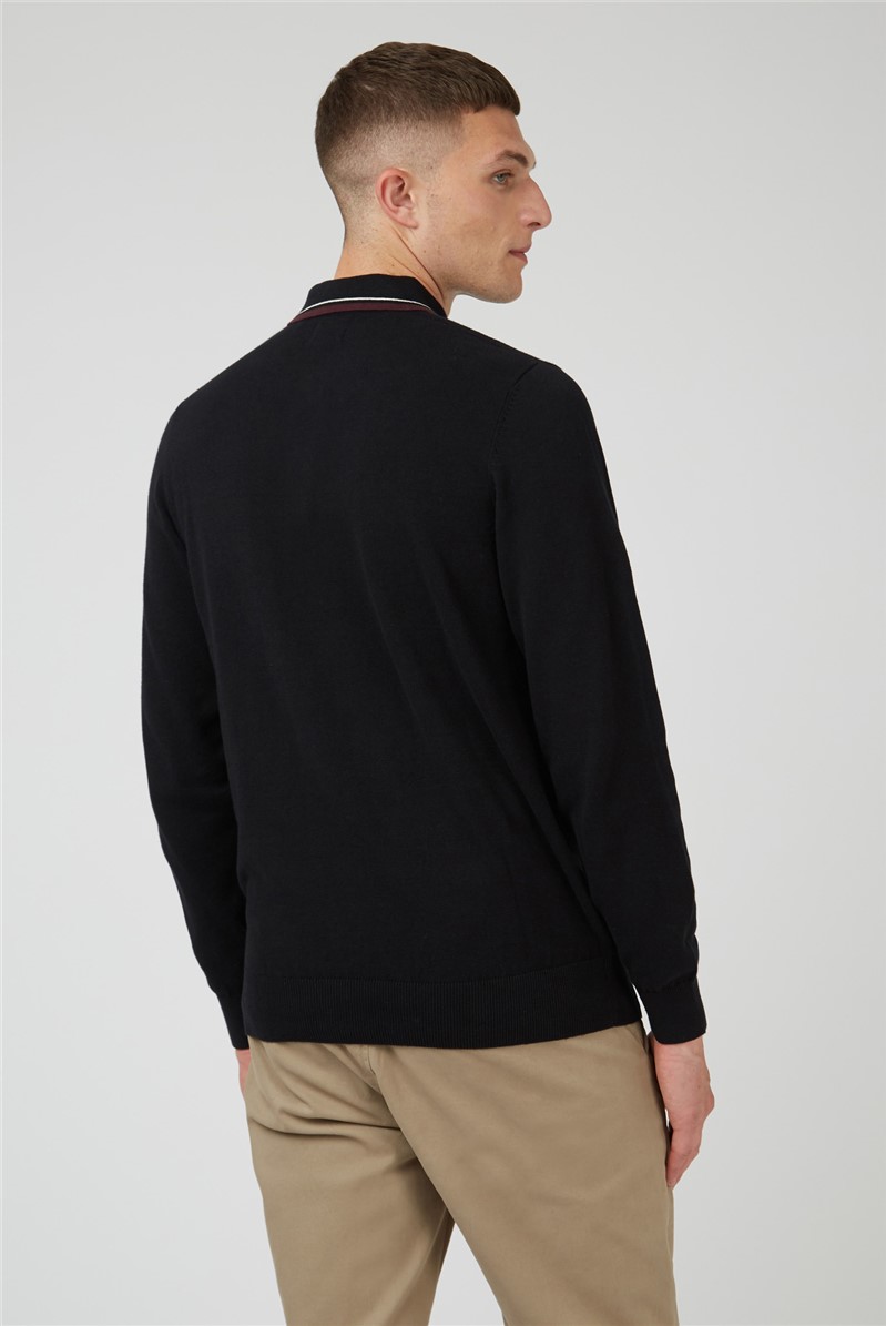  Long Sleeve Tipped Knitted Polo