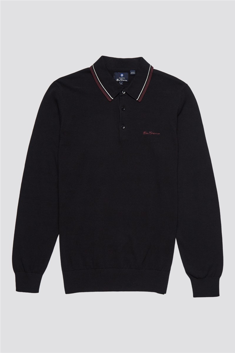  Long Sleeve Tipped Knitted Polo