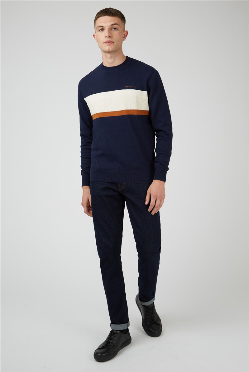  Chest Stripe Crew Neck Jumper