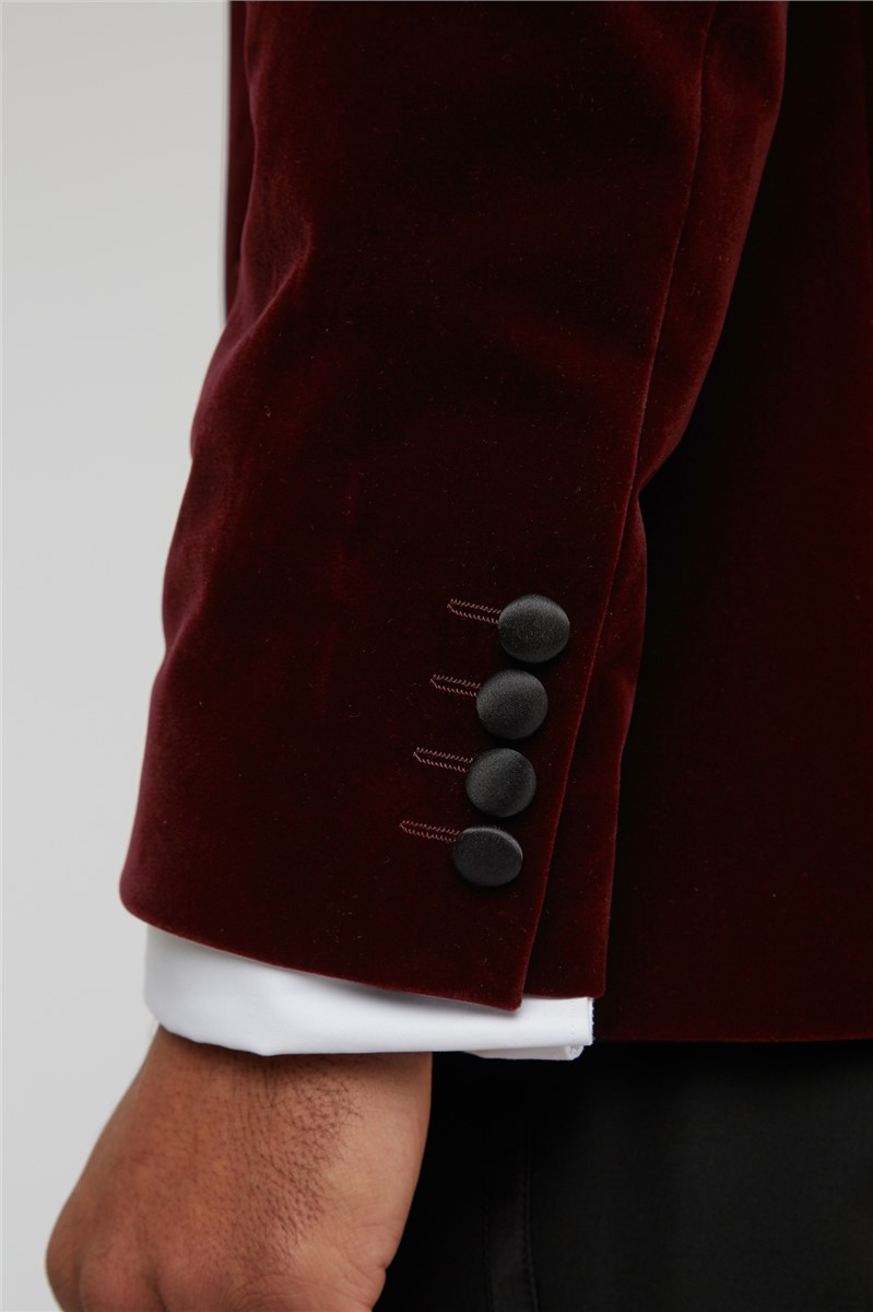  Tailored Fit Burgundy Velvet Jacket