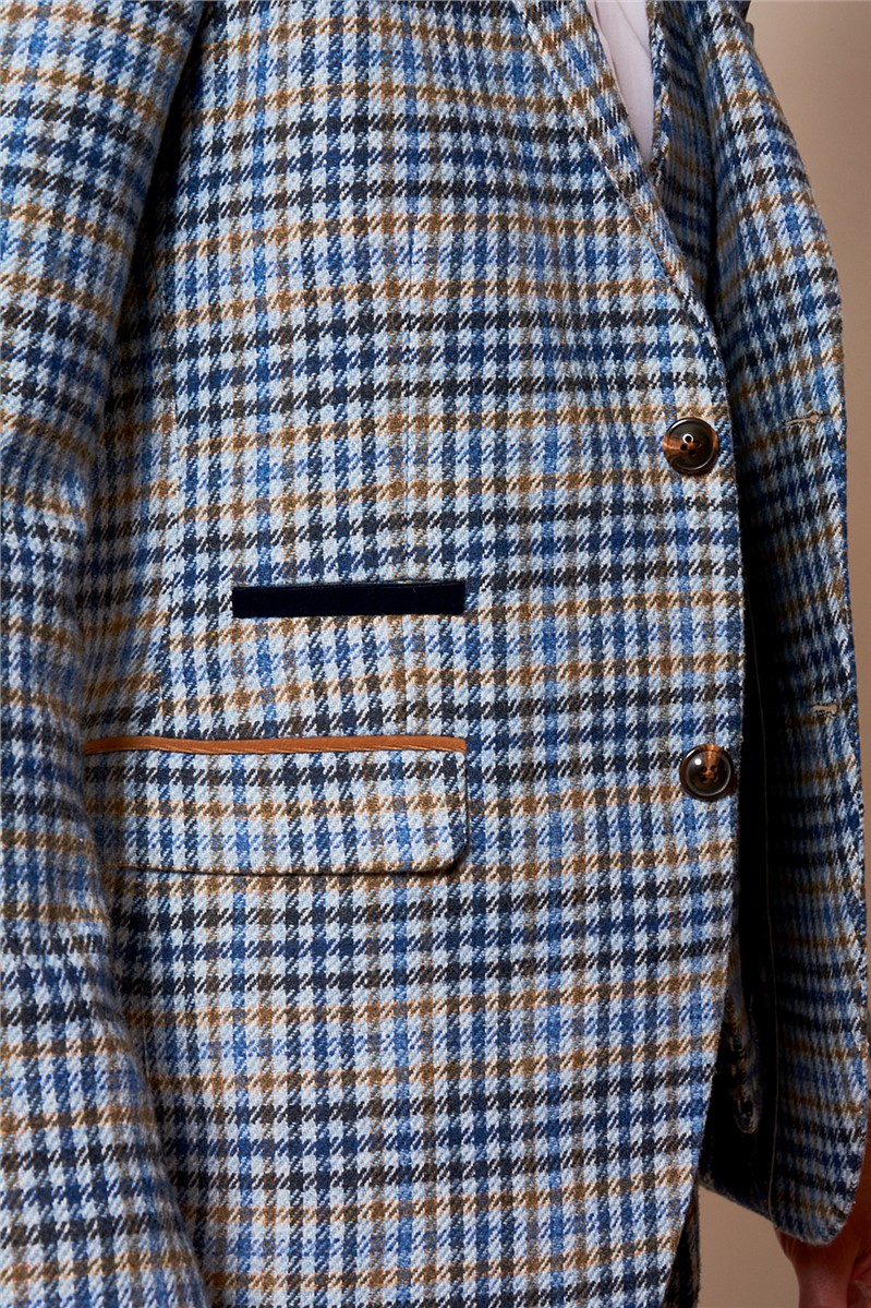  Watson Blue Tan Tweed Check Suit