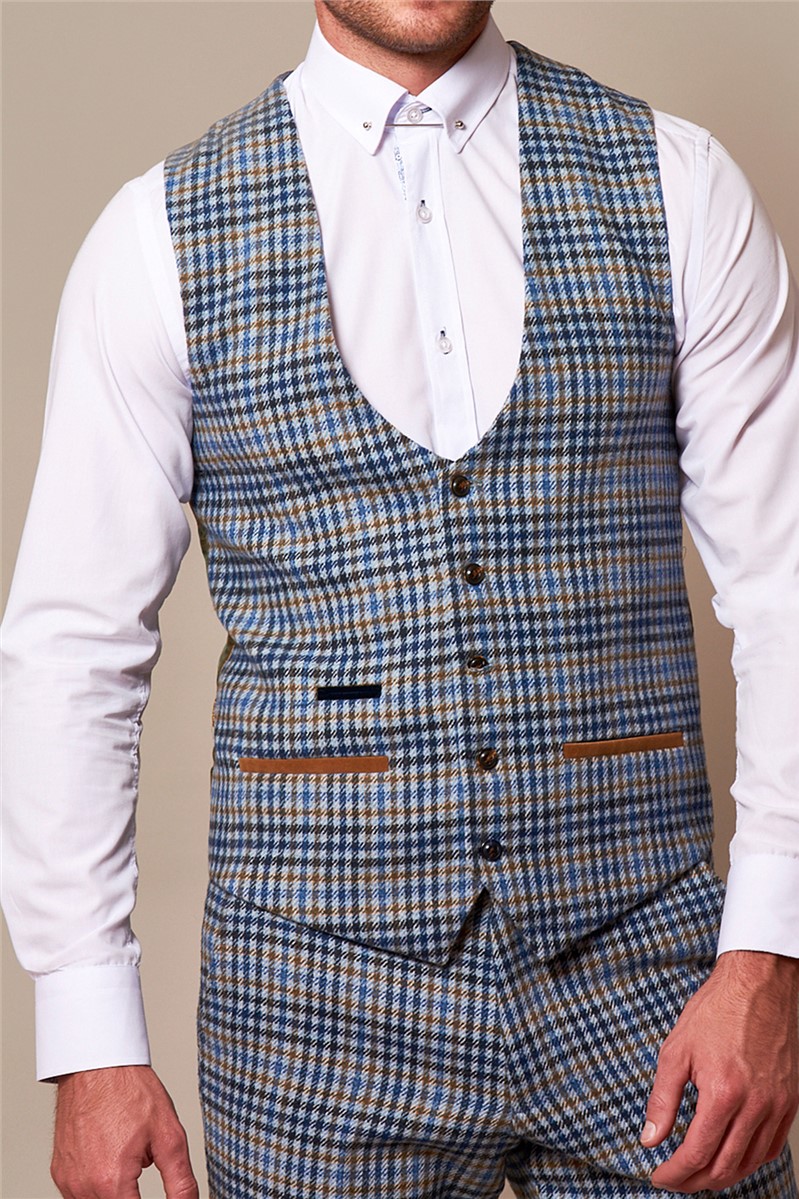  Watson Blue Tan Tweed Check Suit