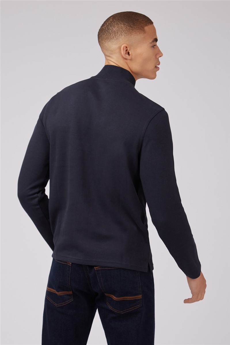  Black Funnel Neck Zip Through Sweatshirt