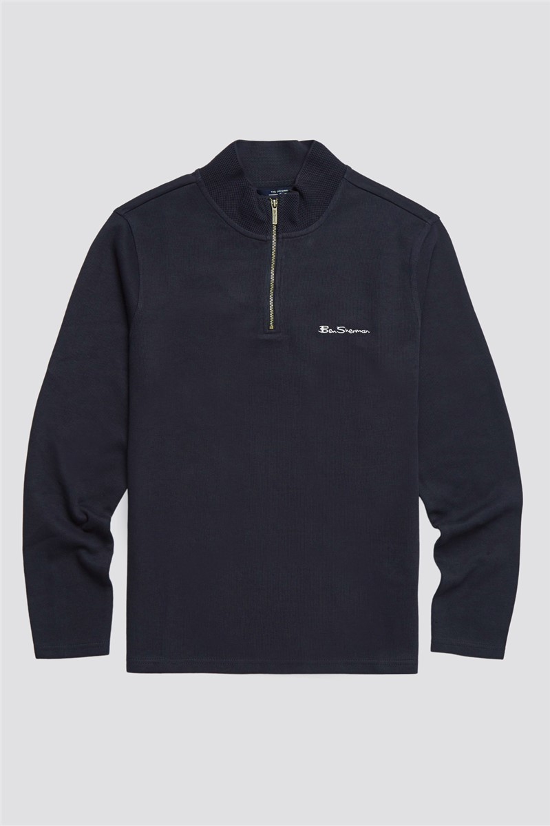  Black Funnel Neck Zip Through Sweatshirt