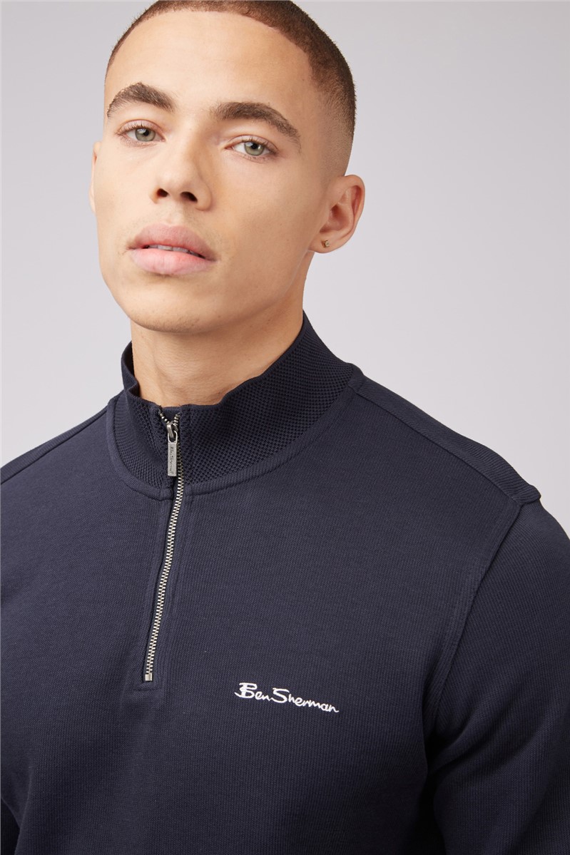  Black Funnel Neck Zip Through Sweatshirt