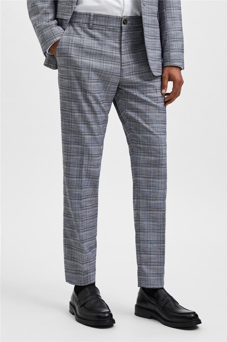 Mens grey store check trousers