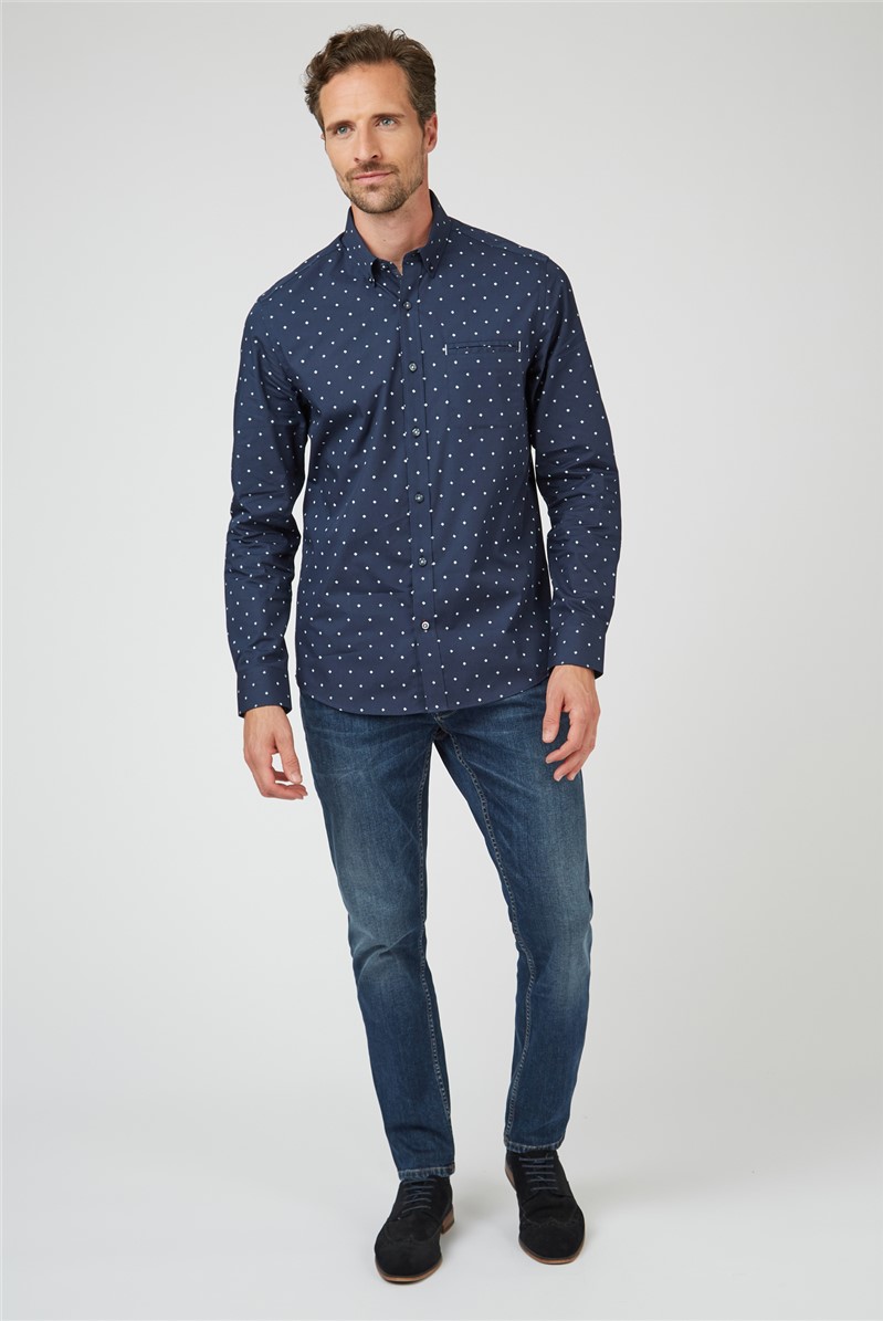  Long Sleeve Navy Diamond Shirt