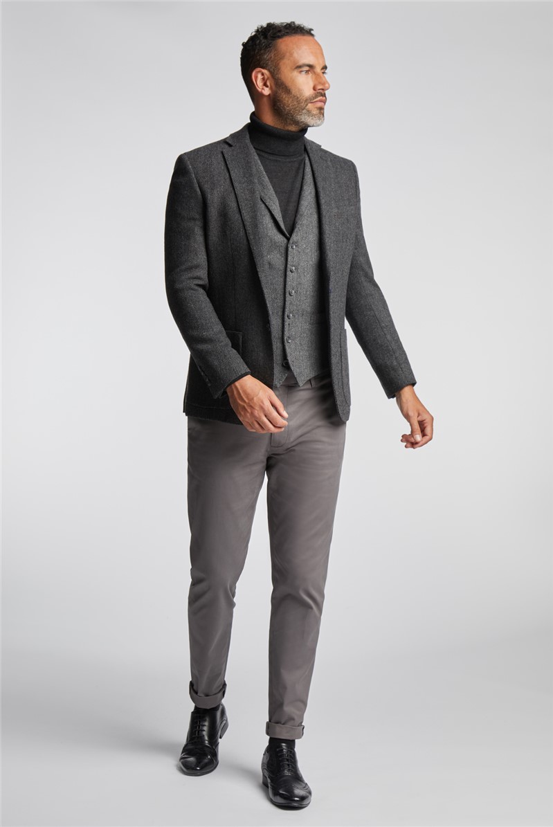  Charcoal Herringbone Blazer Jacket