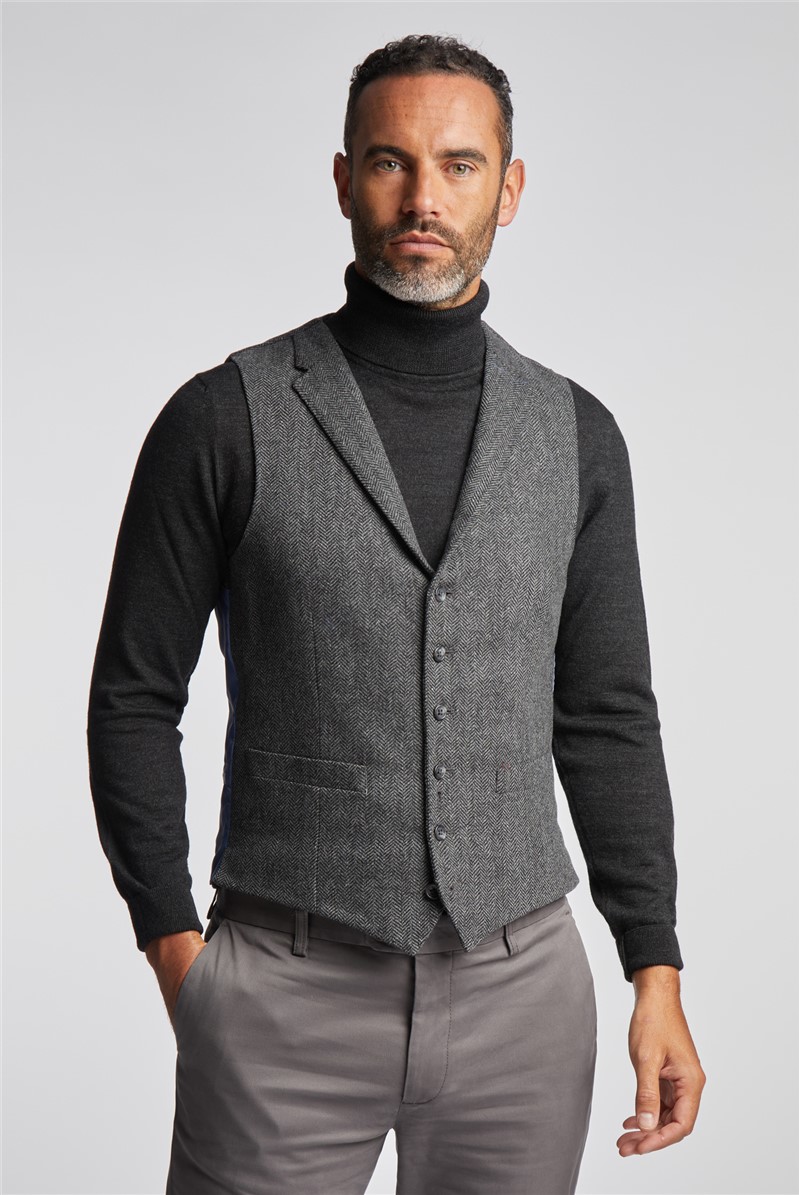  Charcoal Herringbone Blazer Jacket