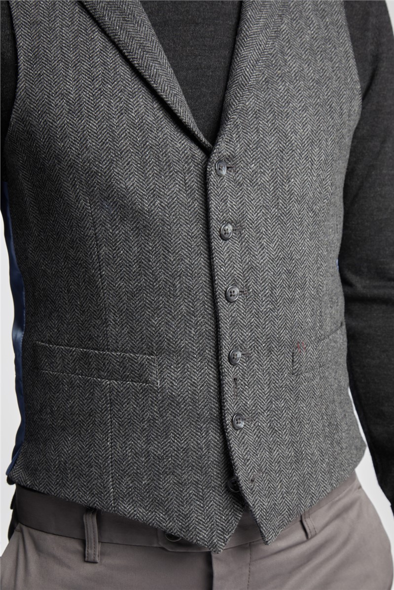  Charcoal Herringbone Waistcoat