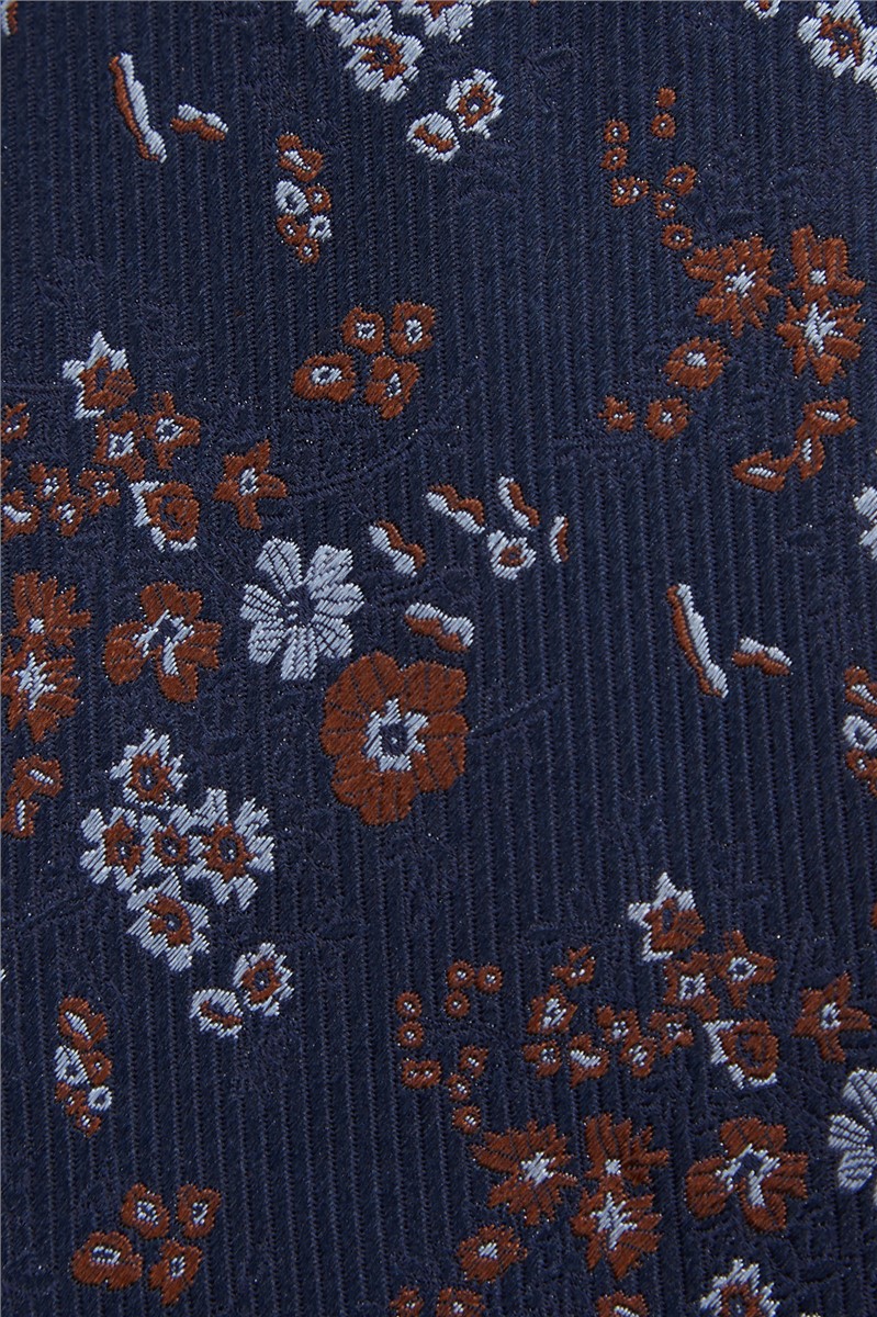  Navy Silk Floral Tie