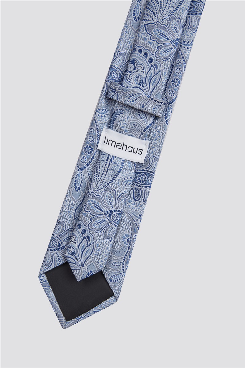 Limehaus Silver Paisley Tie and Handkerchief set