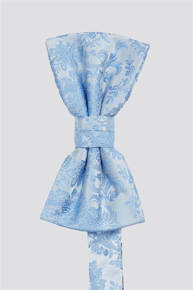  Blue Paisley Bow Tie & Handkerchief Set