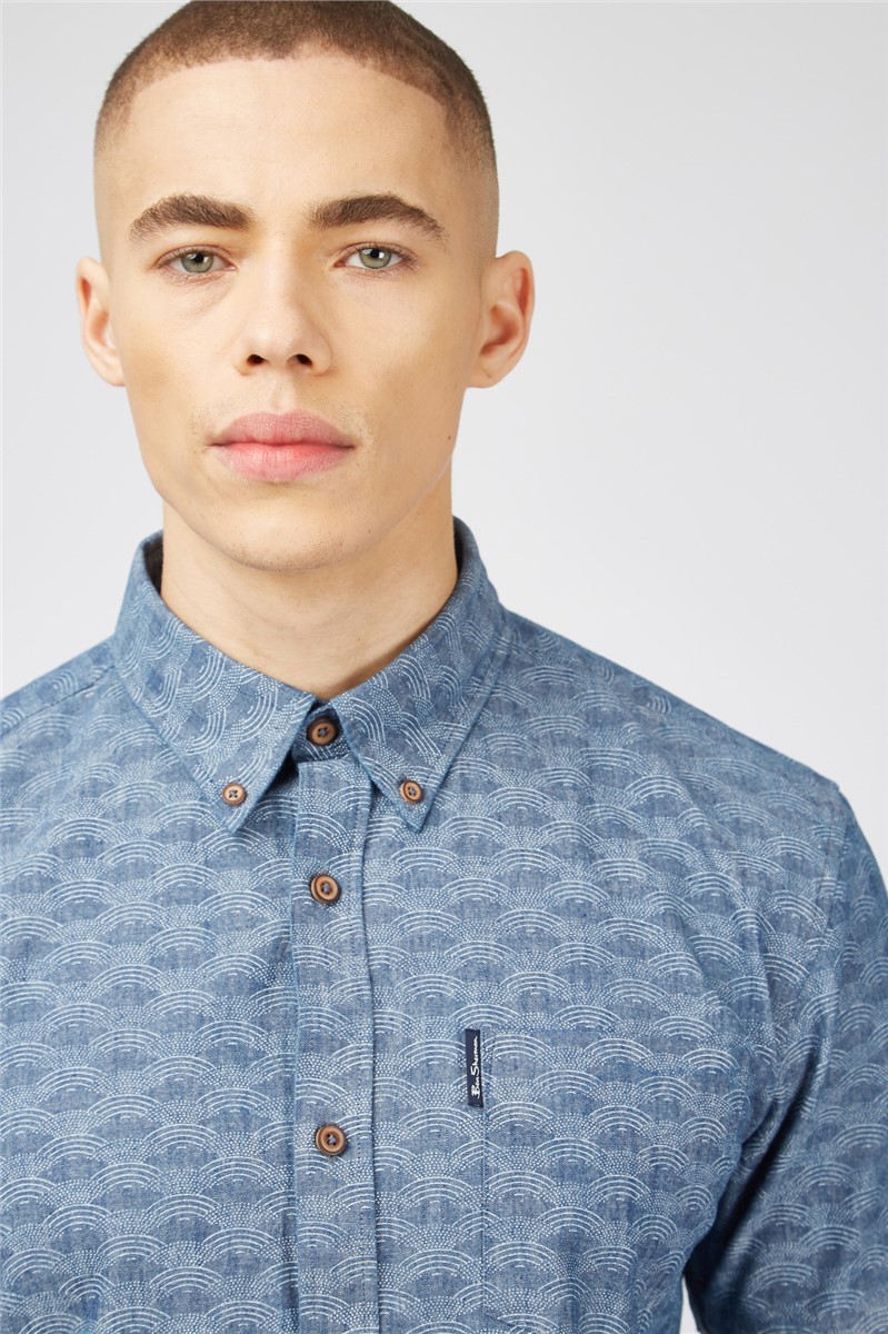  Textured Wave Print Shirt