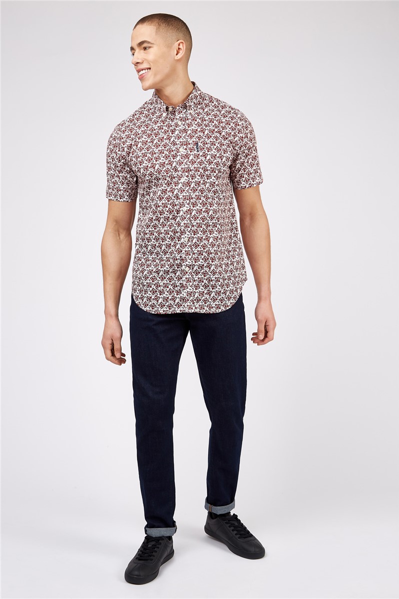  Short Sleeve Retro Print Shirt