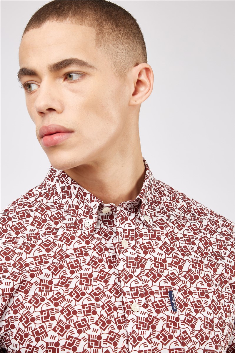  Short Sleeve Retro Print Shirt