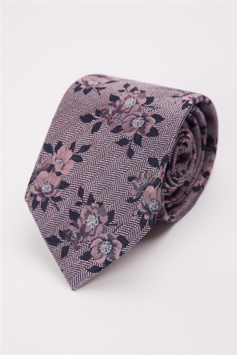  Pink Floral Jacquard Tie