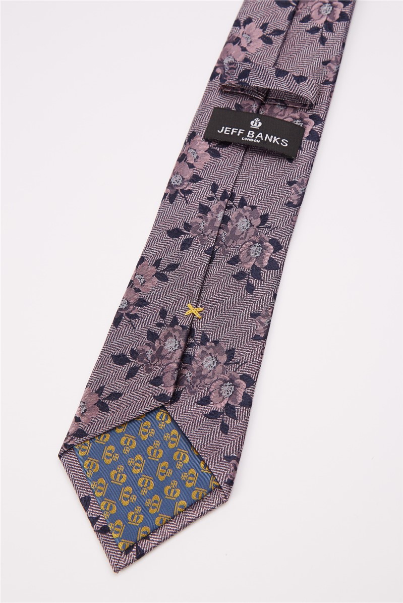 Jeff Banks Pink Floral Jacquard Tie