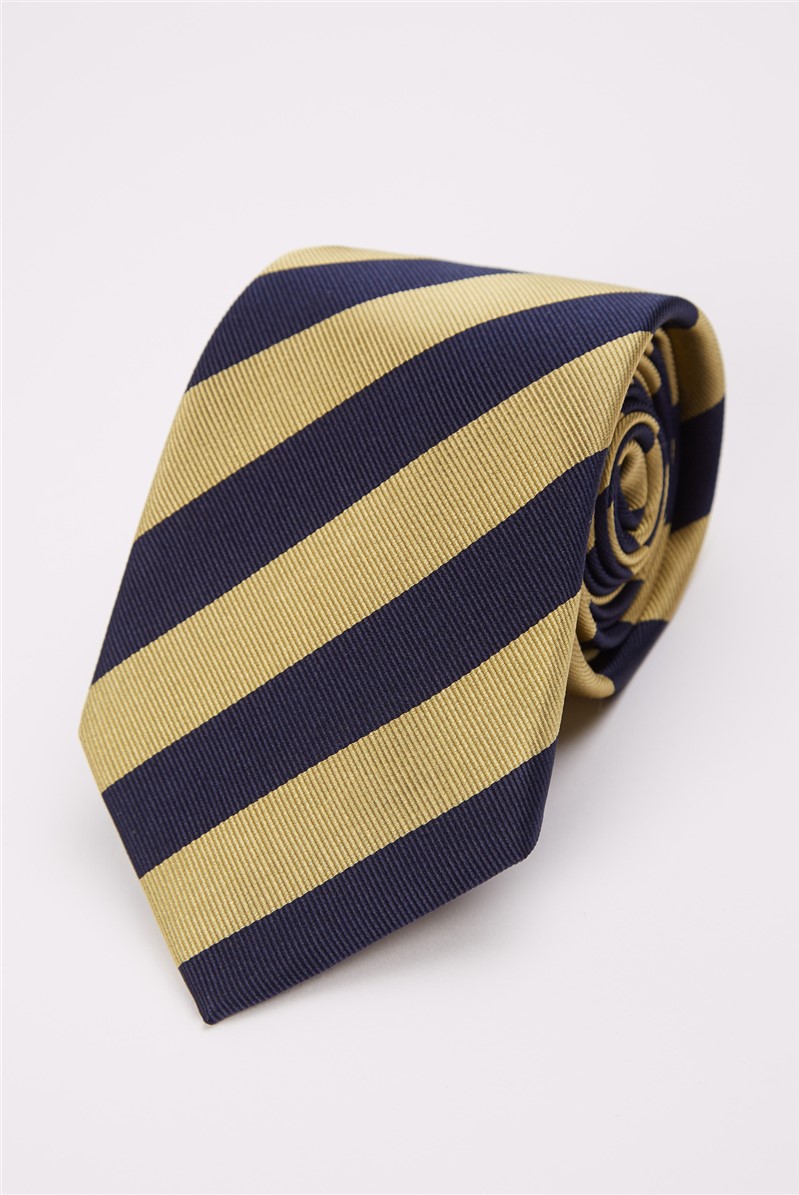  Yellow and Navy Stripe Tie