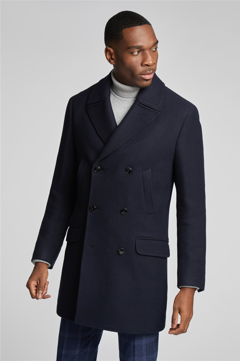 Single breasted navy on sale coat