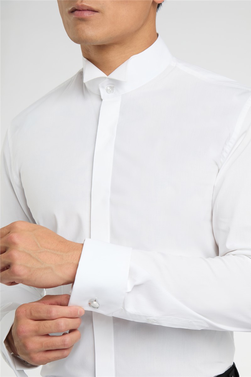  Slim Double Cuff Wing Collar Dress Shirt