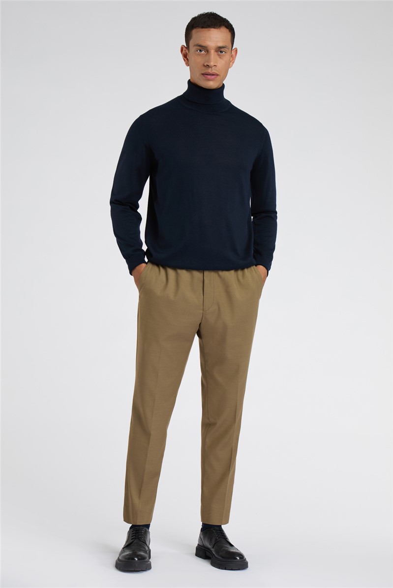  Merino Knit Roll Neck Jumper - Navy