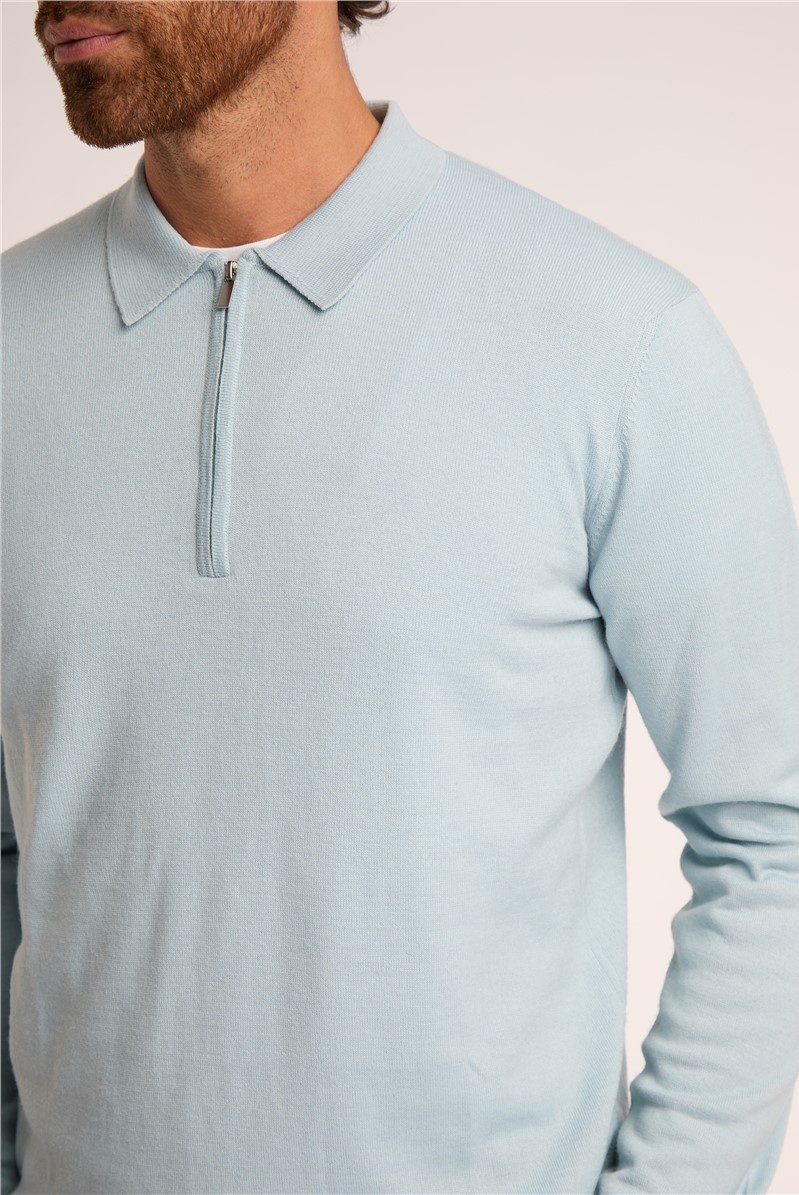  Blue Zip Knit Polo