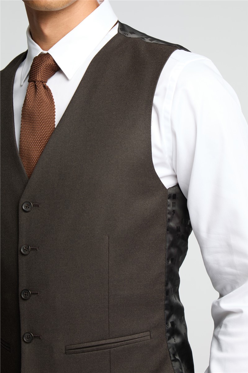  Slim Fit Austin Chocolate Flannel Waistcoat