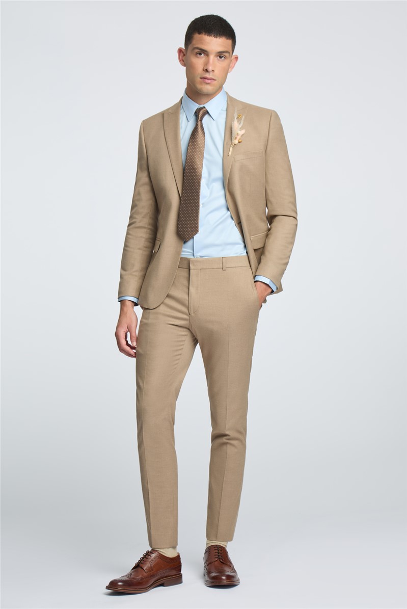  Slim Fit Austin Camel Flannel Suit Trousers