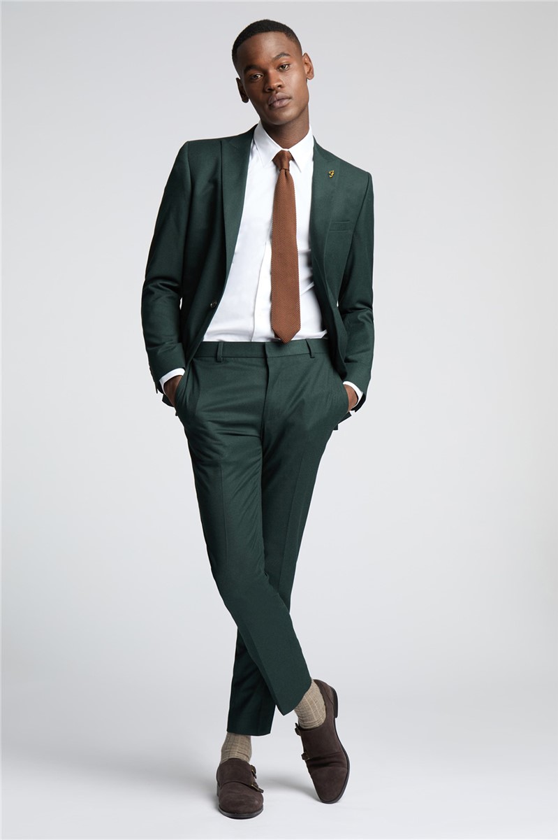  Slim Fit Austin Green Flannel Suit Trousers