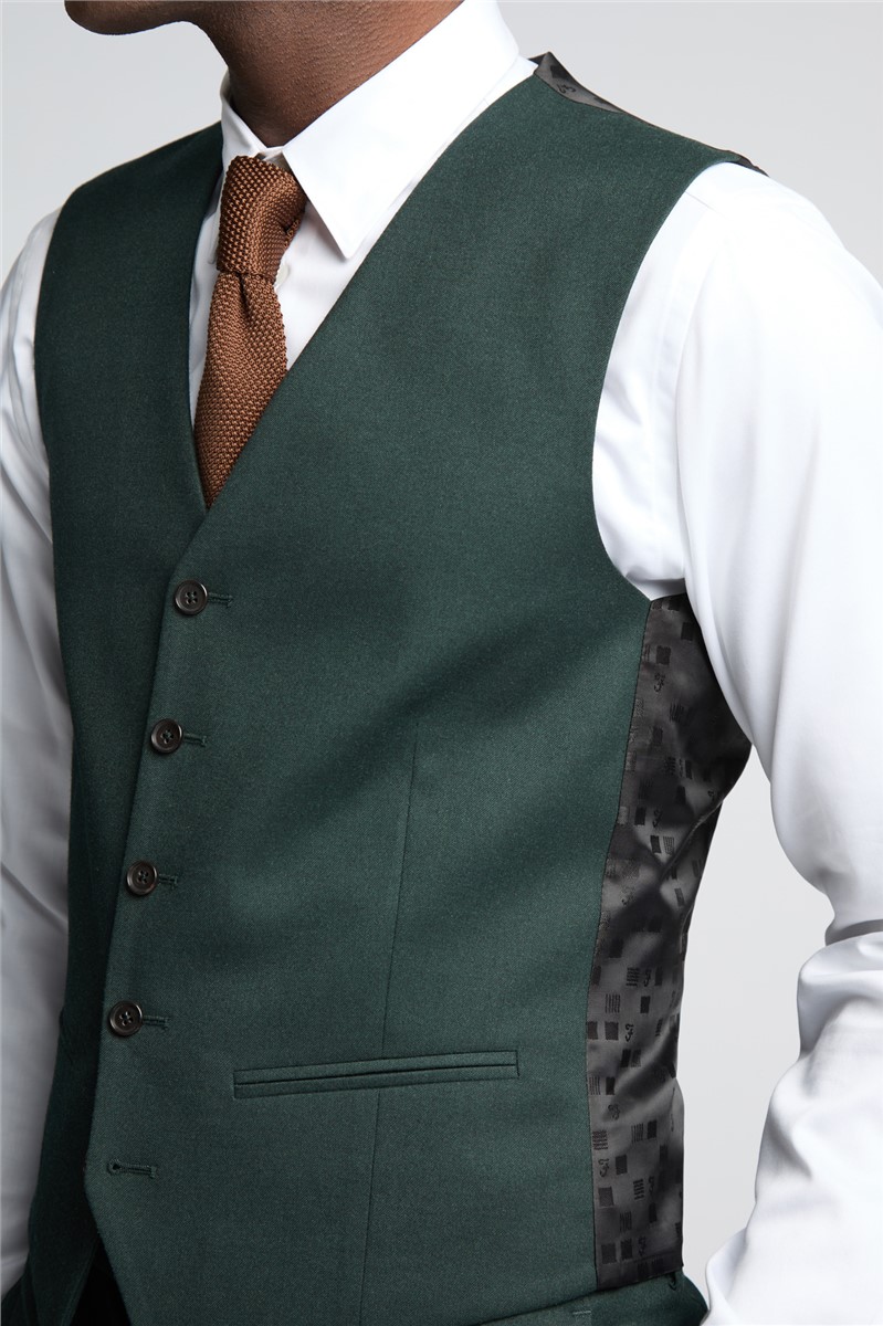  Slim Fit Austin Green Flannel Waistcoat