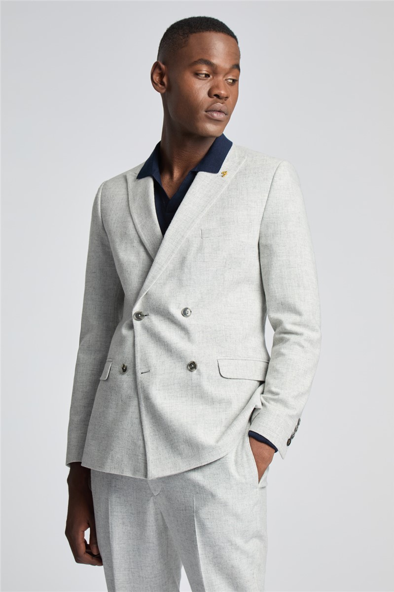  Slim Fit Cool Grey Double Breasted Flannel Suit