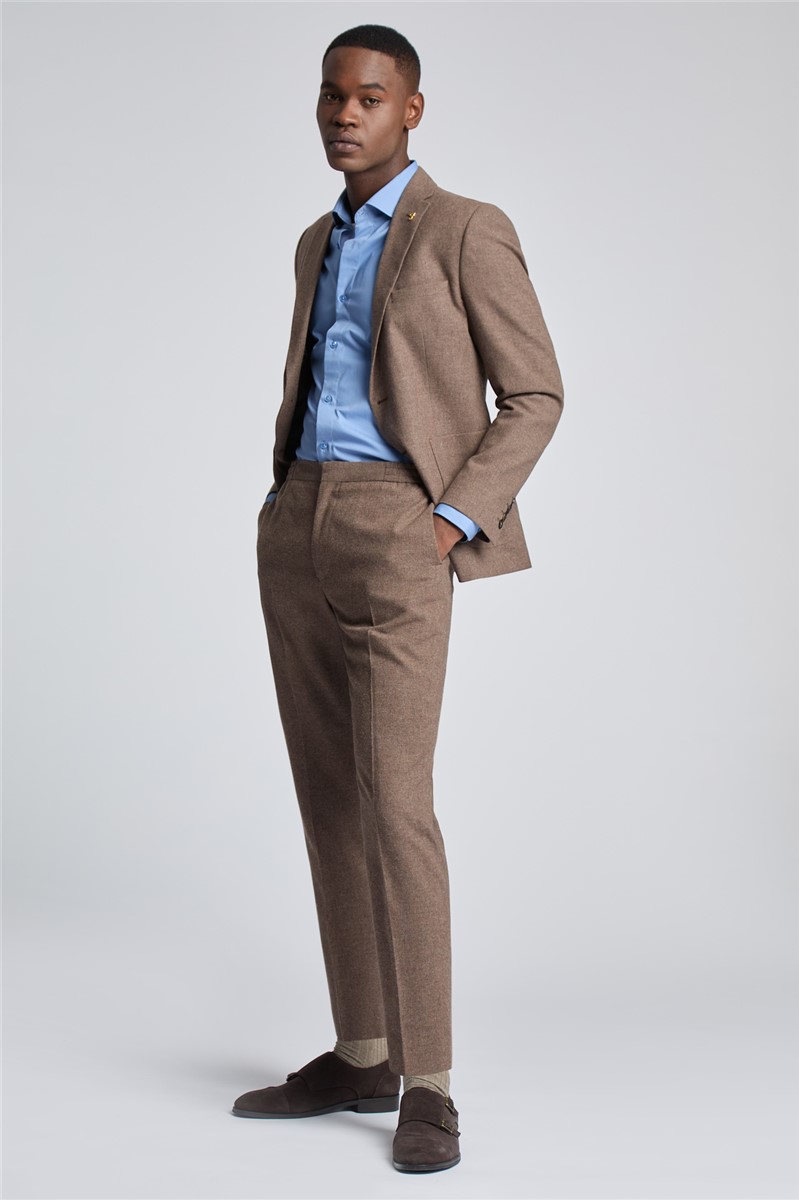  Slim Fit Toffee Flannel Suit