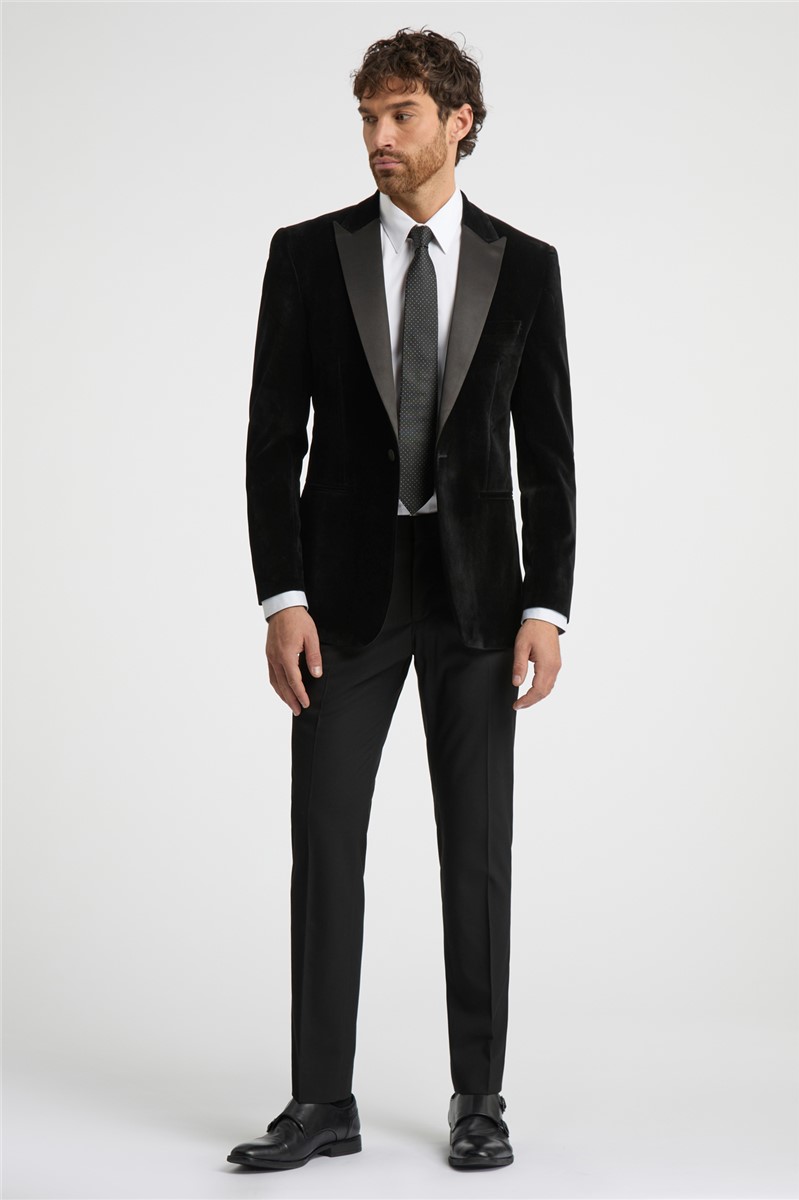  Regular Fit Black Velvet Suit