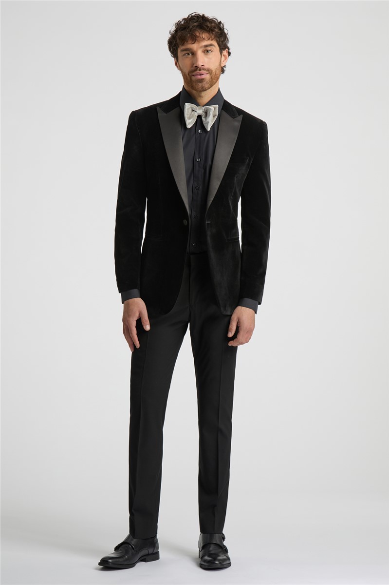  Regular Fit Black Velvet Suit