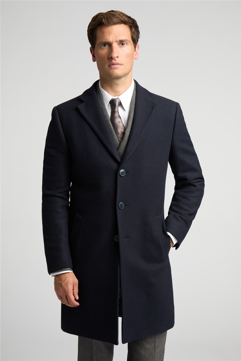  Cashmere Blend Navy Overcoat