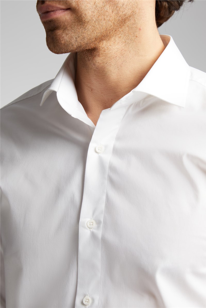  Regular Fit White Cotton Single Cuff Cutaway Collar Shirt