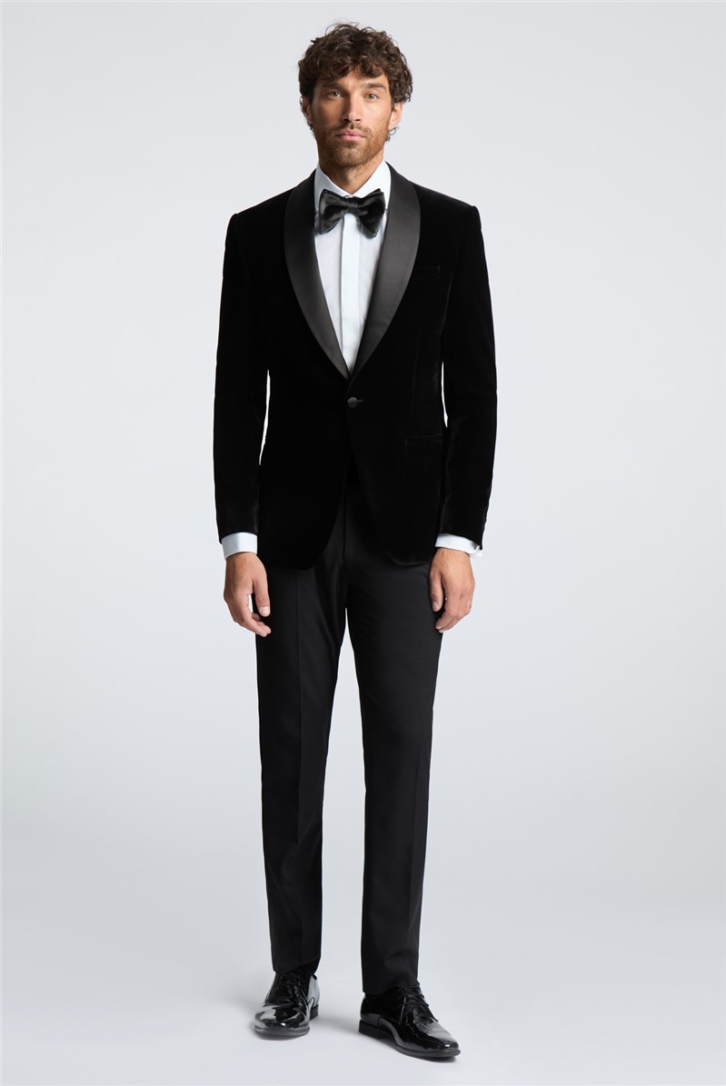  Slim Fit Black Velvet Suit