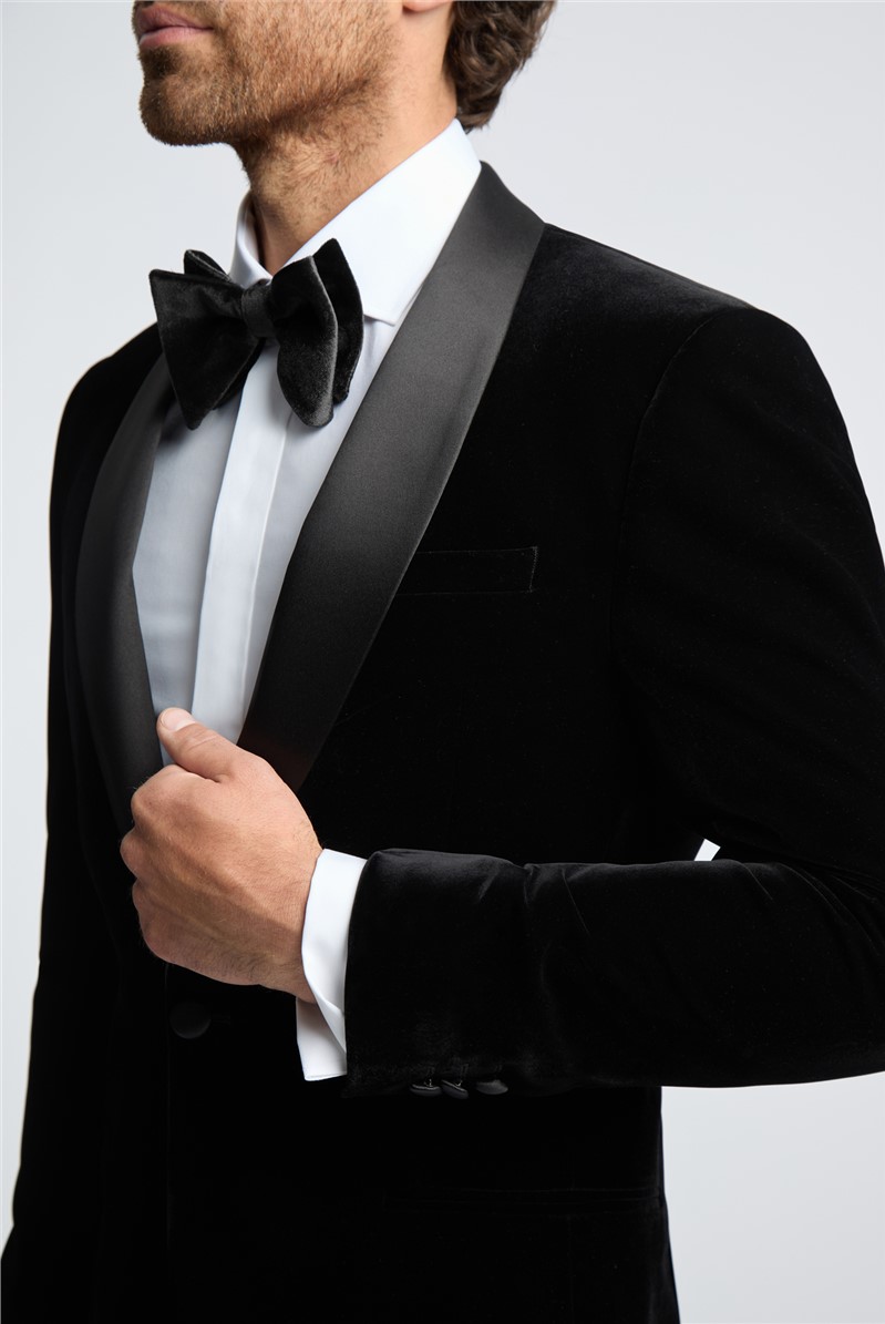  Slim Fit Black Velvet Suit