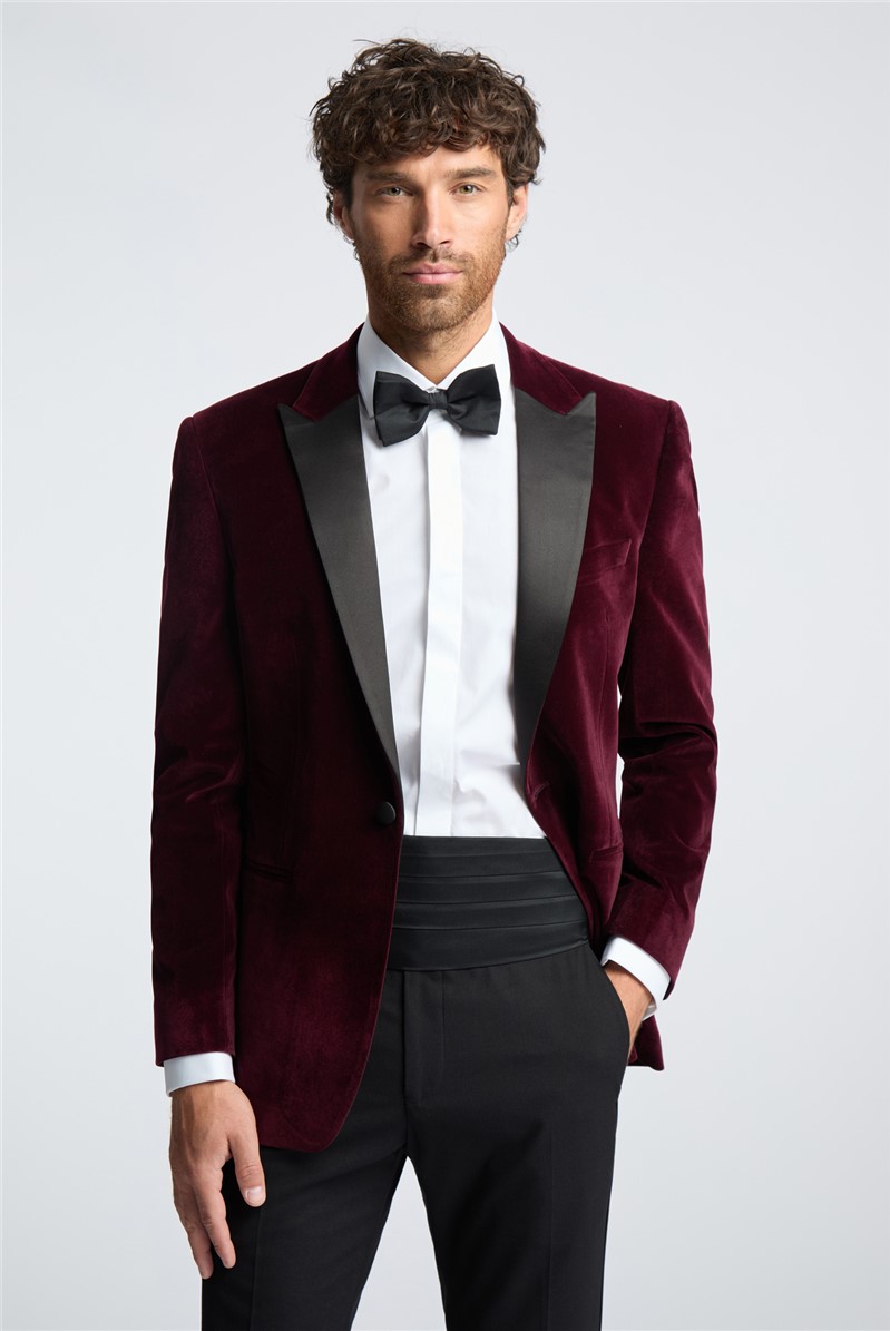  Regular Fit Burgundy Velvet Suit